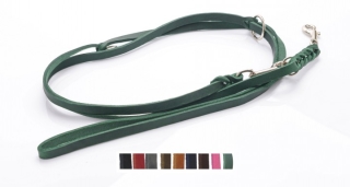 Fettleder Verlängerungs - Führleine marine 12 mm Große Hunde 1,60 m 2 fach normaler Karabiner Chrom