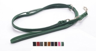 Fettleder Verlängerungs - Führleine schwarz 8 mm Kleine Hunde 1,60 m 2 fach normaler Karabiner Messing